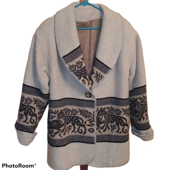 Vntg Paris Sport Club Wool Blend Sweater Jacket - Picture 1 of 11